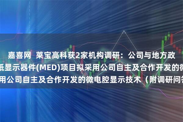 嘉喜网  莱宝高科获2家机构调研：公司与地方政府合作投资的微腔电子纸显示器件(MED)项目拟采用公司自主及合作开发的微电腔显示技术（附调研问答）